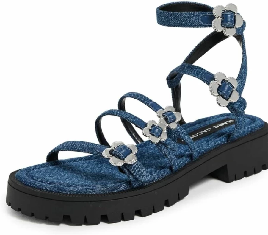 Marc Jacobs The Kiki Women's Gladiator Sandals - Stylish Leather Strap Summer Flat Sandals