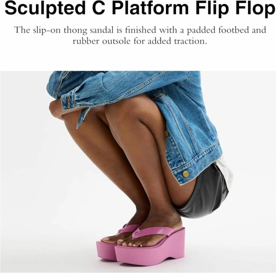 Amazon Women's Sculpted C Platform Flip Flop Sandals - Comfortable Summer Beach Slide Sandals for Women
