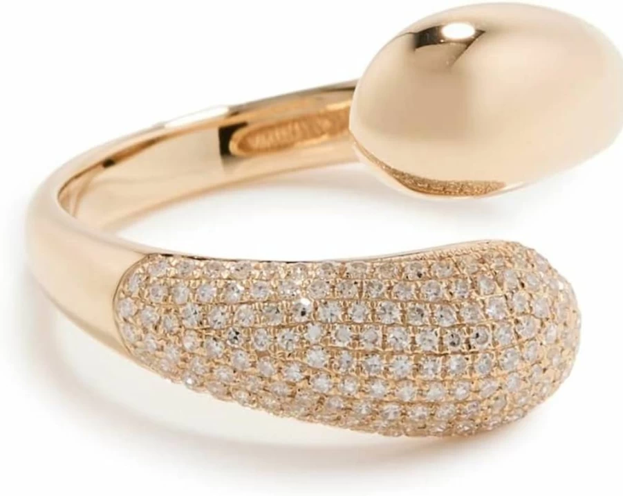 EF Collection Women's Luxury Diamond & Gold Double Dome Ring - Elegant Jumbo Dome Design