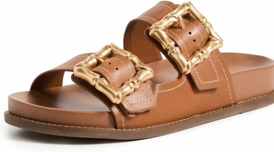 SCHUTZ Enola Slide Sandals for Women - Brown Wooden Platform - US 7.5 Medium