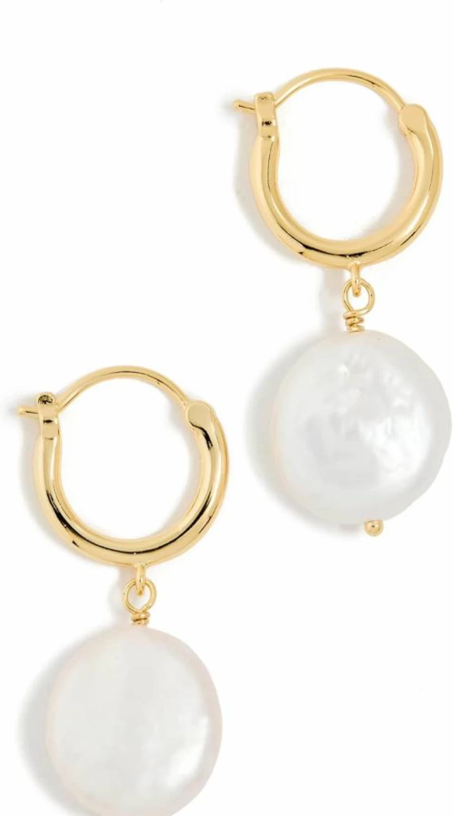 Gorjana Reese Pearl Huggie Earrings for Women - Sterling Silver Hoops with Genuine Pearls