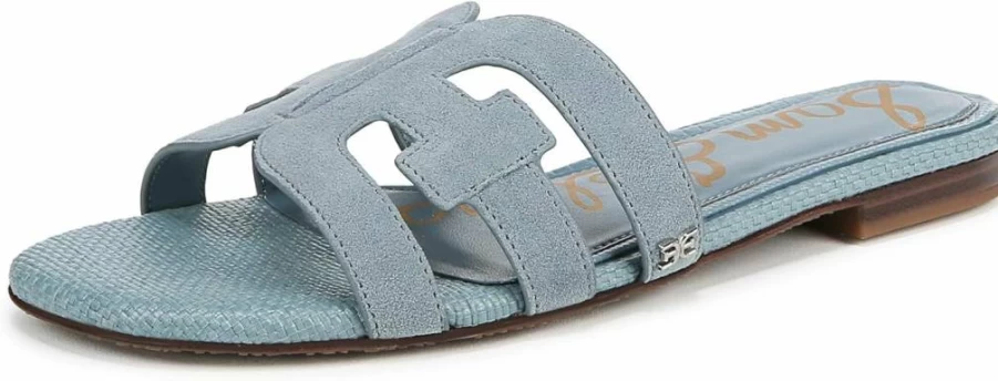 Sam Edelman Women's Bay Flat Sandal – Comfortable Leather Summer Slides with Cushioned Footbed