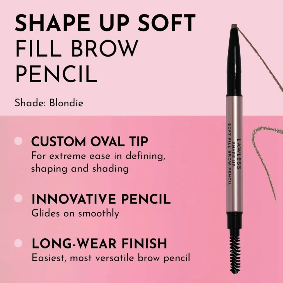 LAWLESS Brow Pencil for Women - Soft Fill Shape Up, Blonde & Tan Shades, 0.005 oz, Natural Look