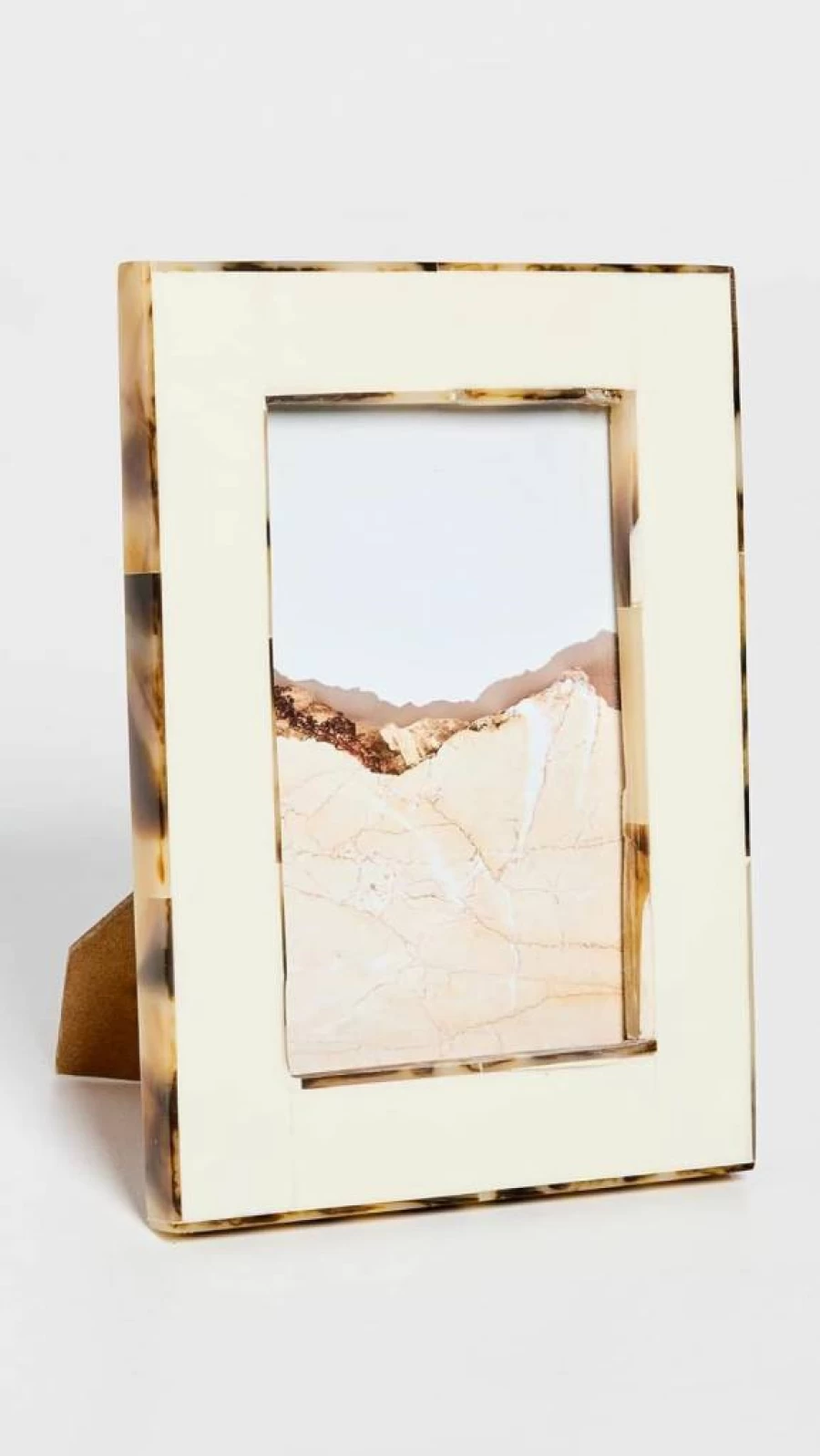 Tizo Design Women's White Bone Resin Picture Frame 4x6 with Faux Horn Border - Elegant Photo Display